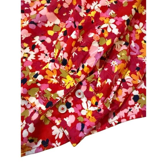 Sanctuary New Day Printed Shirt Floral Pattern Sz S Red Pink - Picture 4 of 10